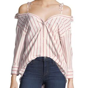 NWT Joie “Alvina” Off-The-Shoulder Poplin Shirt